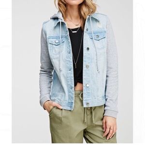 Forever 21 life in progress denim jacket with hoodie